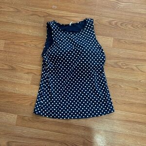 lands’ end tankini navy and white polkadot